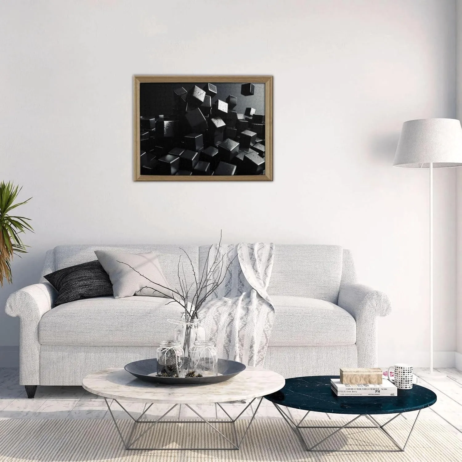 Black Cubes Puzzles 500 Pieces Personalized Jigsaw Puzzles for Adults Photo Puzzle Wooden Puzzle Gift Home Art Wall Hanging Decor for Birthday Wedding Valentine's Day Anniversary