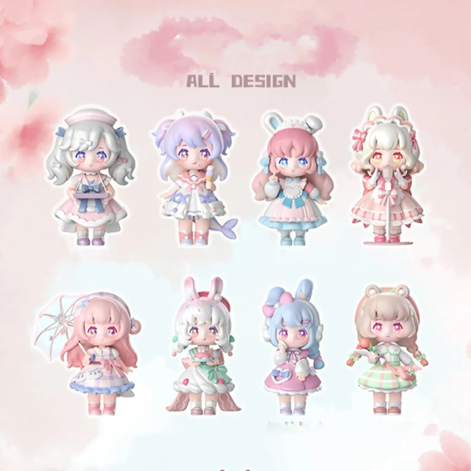 Blind Box Figures Toys,4.7" Cute Mini Dolls Kawaii SIMONTOYS Series-Cherry Blossom Season PVC Blind Box Doll Collectable Action Figure Posable Dress Up Doll for Girls Birthday Party Gift