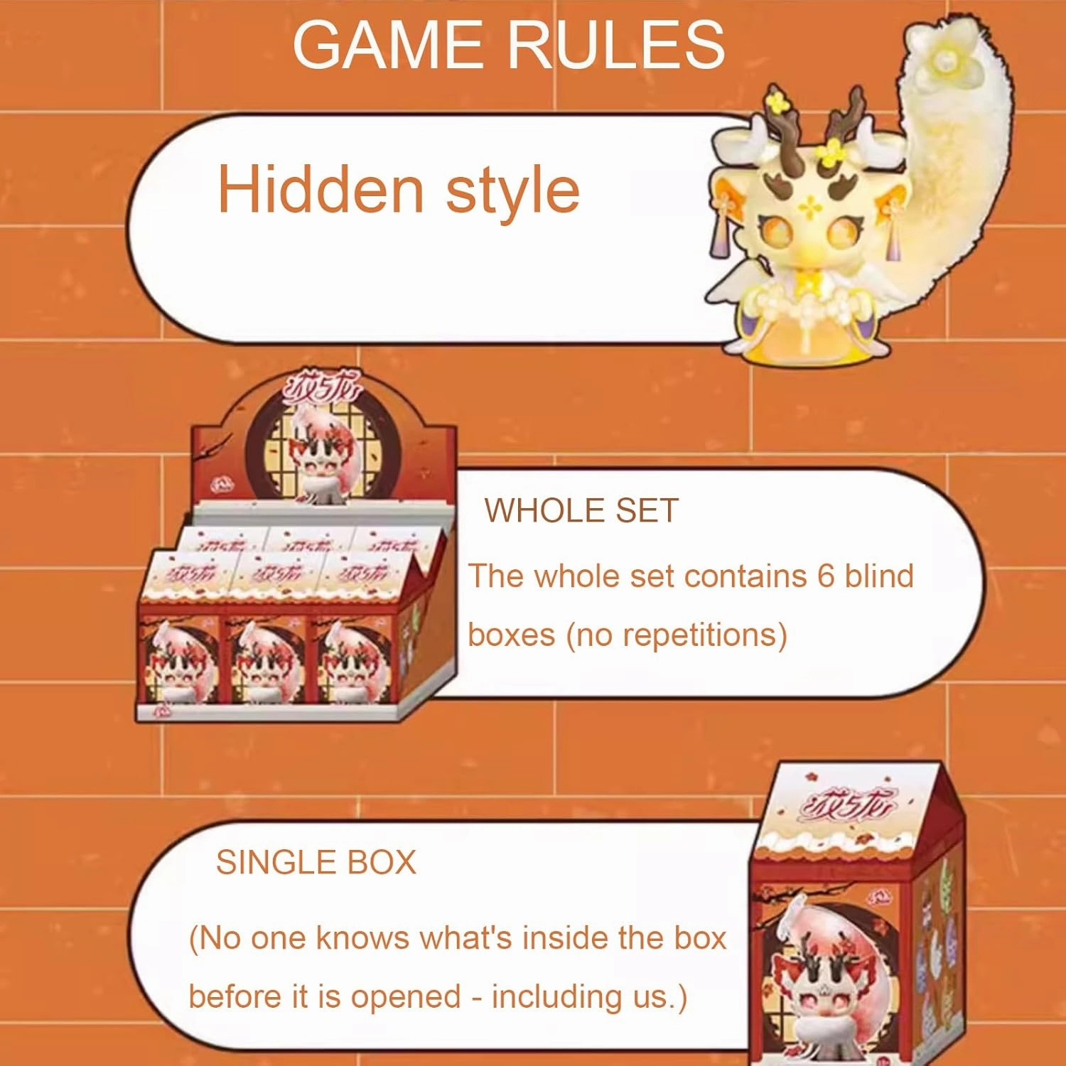 Blind Box Figures Toys,4.7"" Cute Mini Dolls Kawaii Cabo Rabbit with Dragon Series PVC Blind Box Doll Collectable Action Figure for Girls Birthday Party Gift Toys, Whole Set