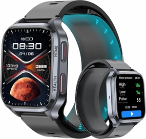Blood Pressure Smart Watch for Men Women with Air Bag Cuff,7 * 24 Health Monitor,Heart Rate,Blood Oxygen,Sleep,Activity Tracker,Familiy Data Sharing,Bluetooth Call,Long Battery Life