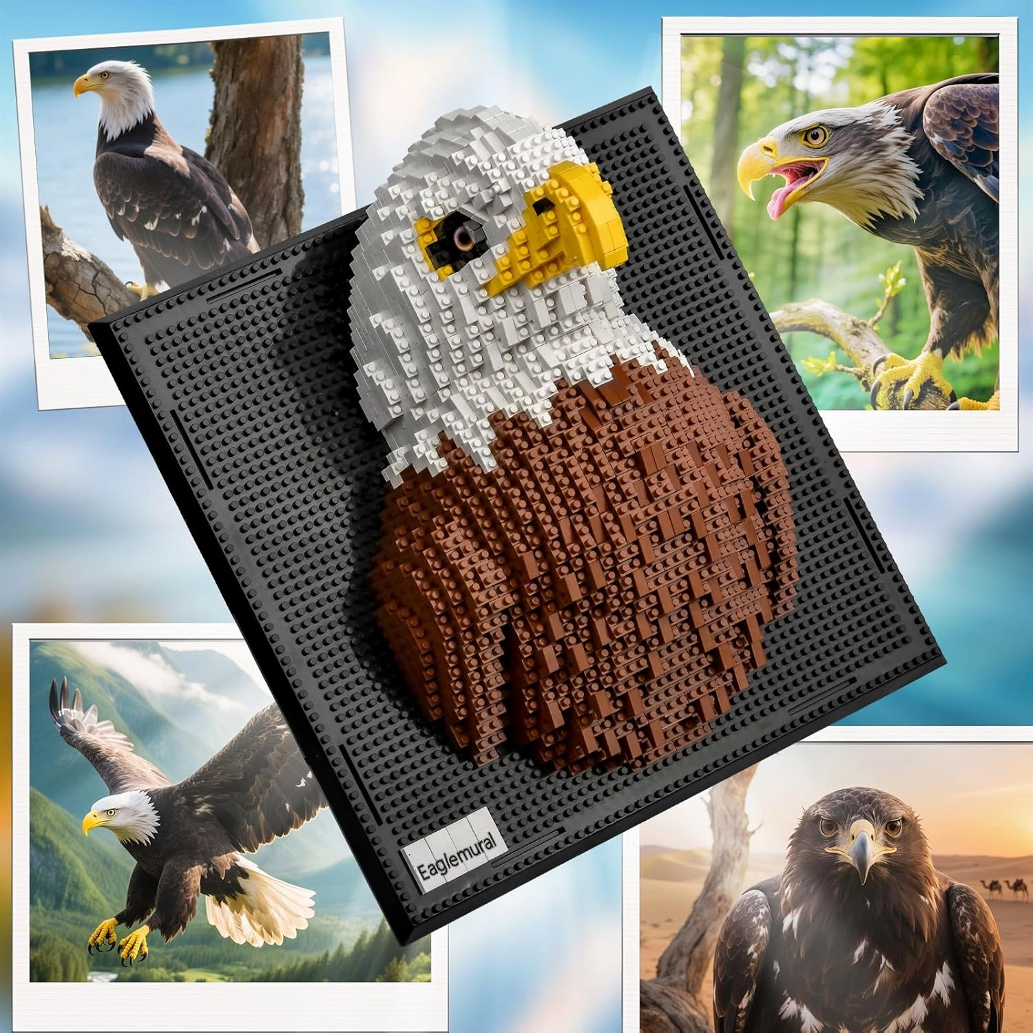 BNG Wall Art Eagle Building Set for Adults,Animal Bird Mini Building Blocks for Home Decor or Table Display,Creative Toy Gift for Teens Boys 14 ,Not Compatible with (1924 PCS)