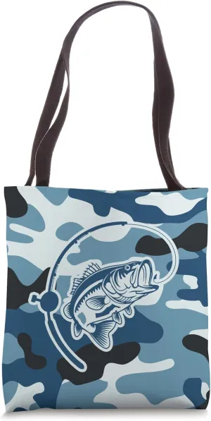 Bold Camouflage for Anglers and River Fishermen Camo Fishing Tote Bag