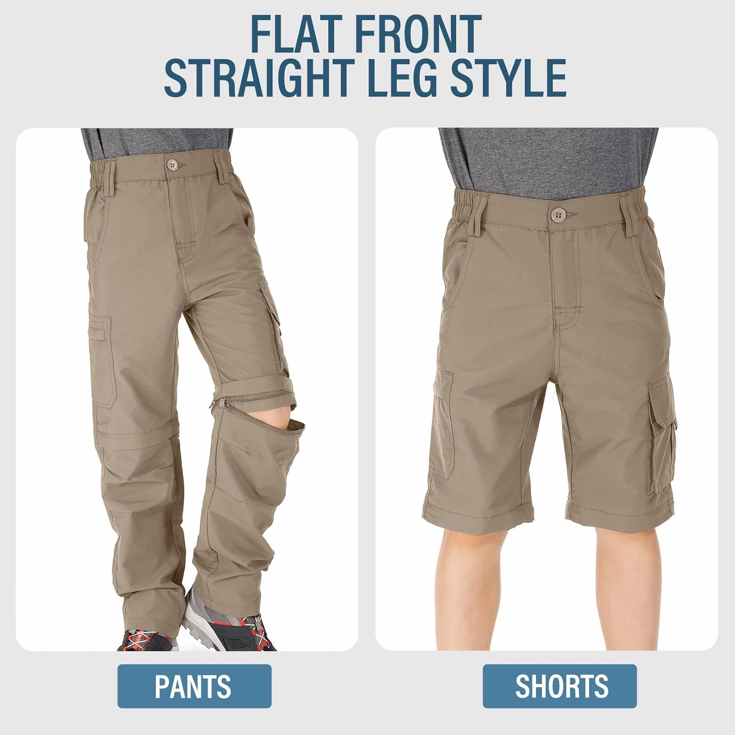 Boys Cargo Pants Kids' Hiking Quick Dry Lightweight Convertible Youth Waterproof Outdoor Camping Fishing Scout Pants