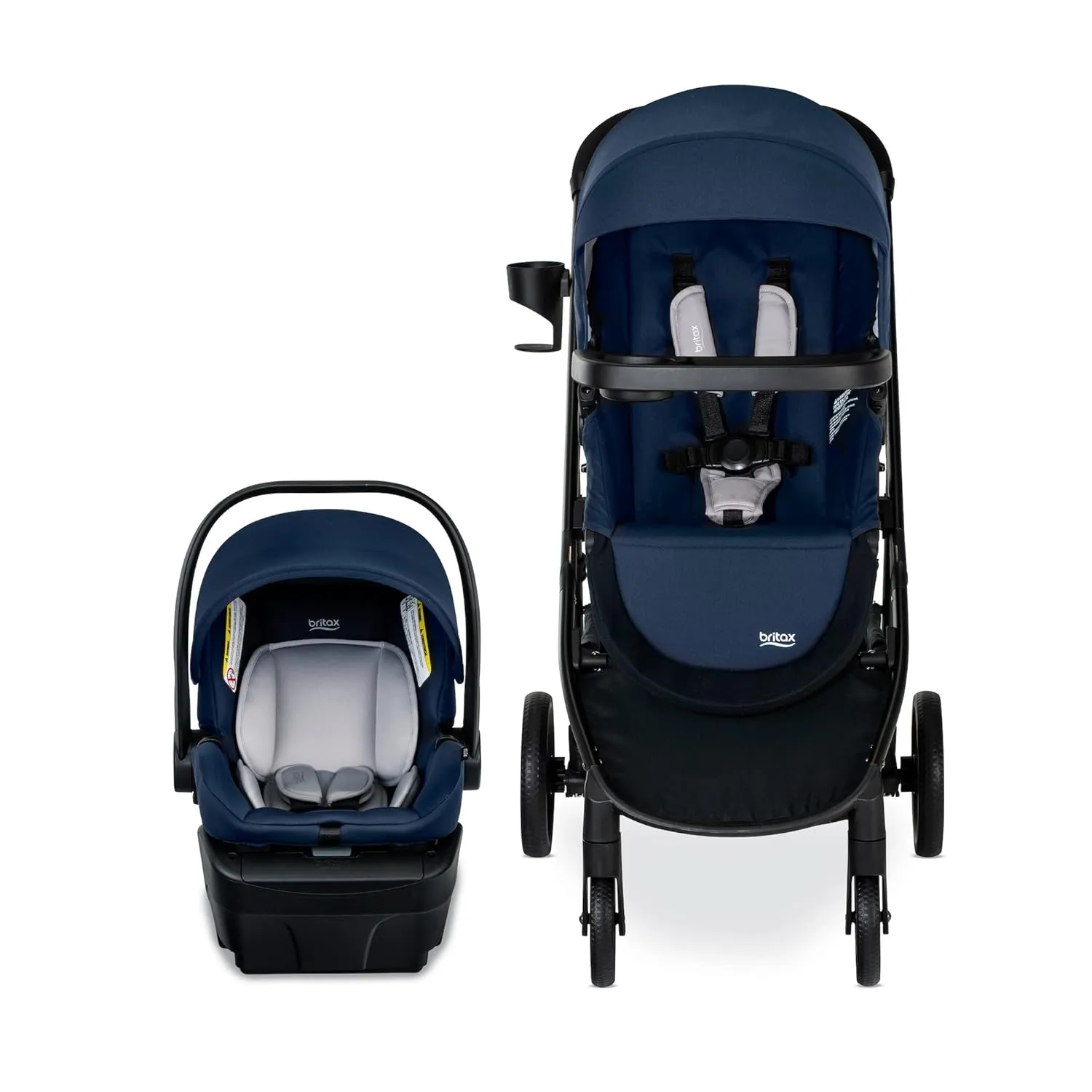 Britax Willow Brook Baby Travel System, Infant Car Seat and Stroller Combo with Aspen Base, ClickTight Technology, RightSize System and 4 Ways to Stroll, Navy Glacier