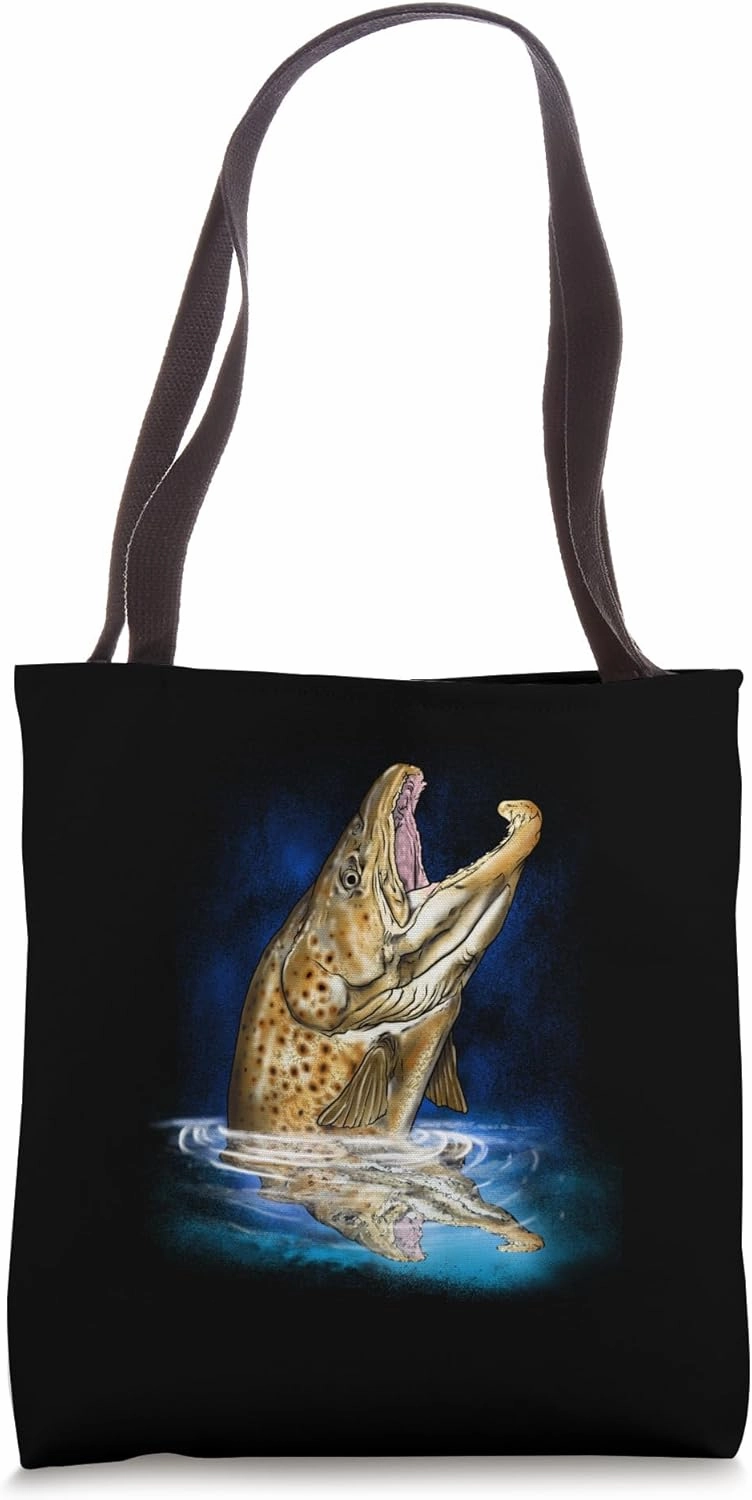 Brown Trout Fish Fishing Freshwater Saltwater Fishing Angler Tote Bag