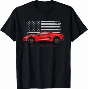 C8 Z06 ZR1 Vette StingRay American Flag Red C8R Sports car T-Shirt