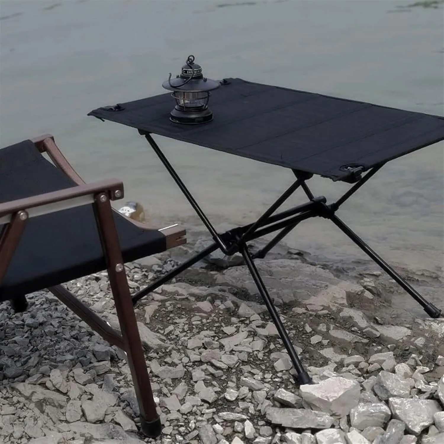 Camping Table Folding Table Outdoor Table Lightweight Folding Table Aluminum Parallel Car Self-Driving Tour Multifunctional Table Folding Camping Table, 60*40*39.5cm, Black