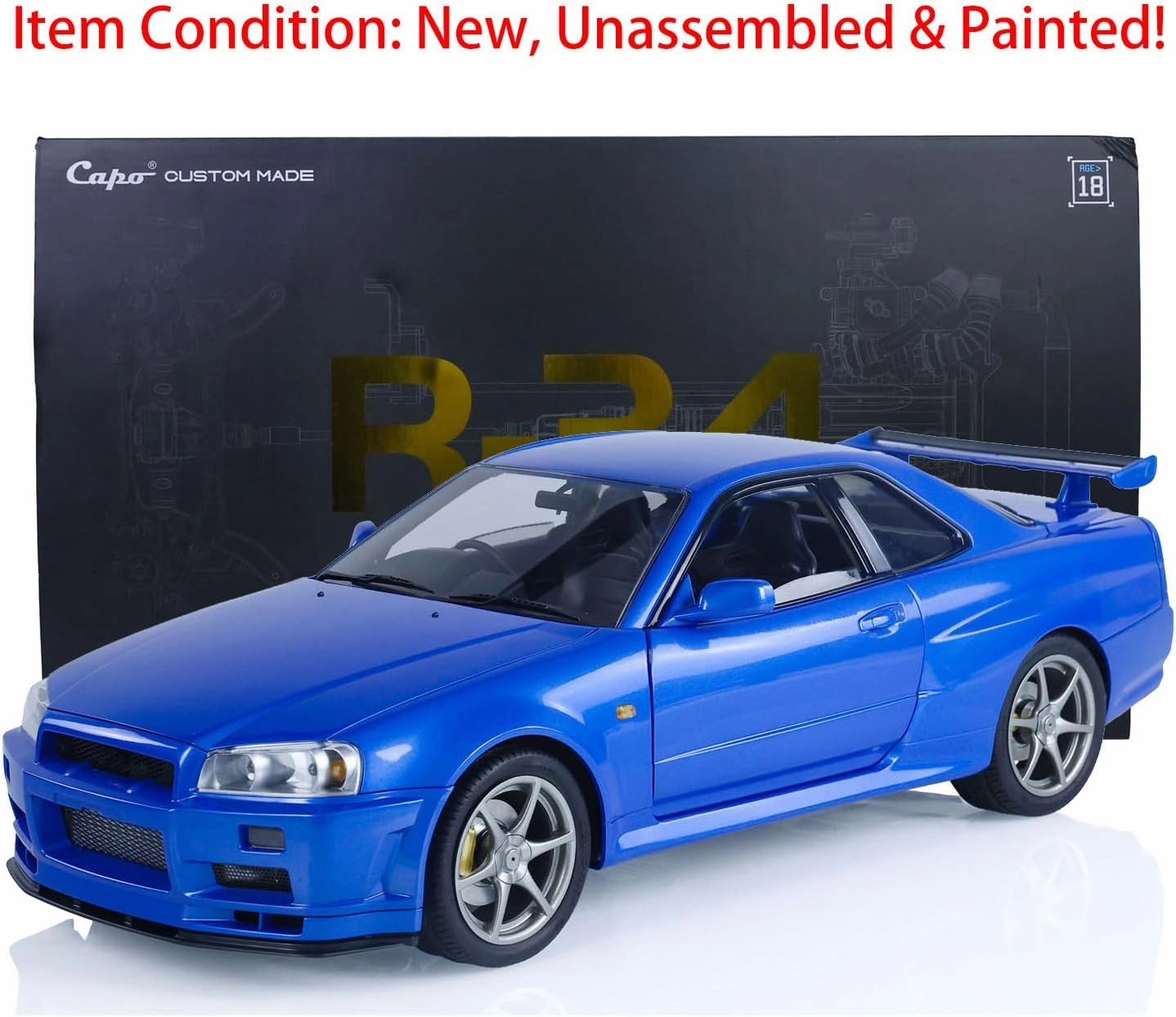 Capo 1/8 RC Racing Car Metal for R34 Unassembled Electric High-Speed Drift Vehicles Model 2-Speed Transmission Light Blue