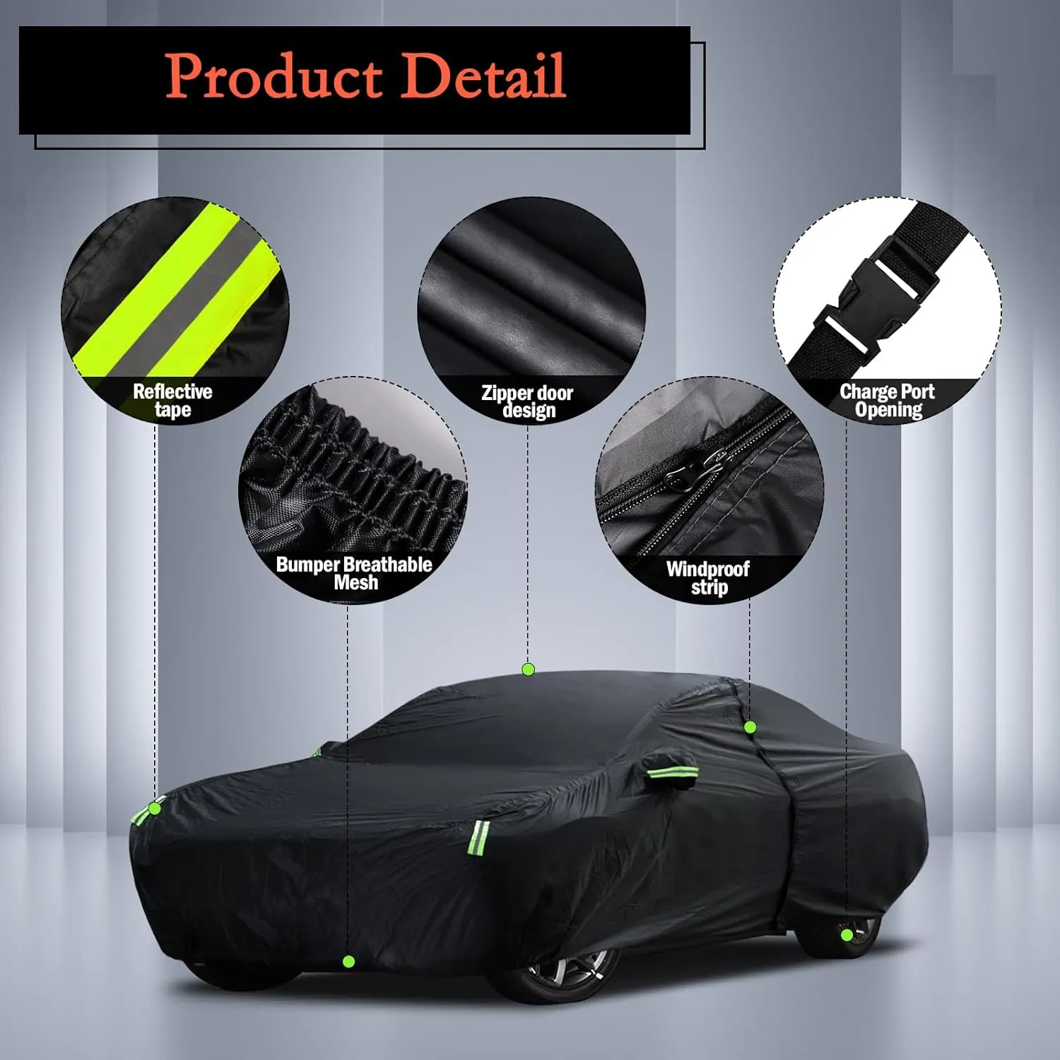 Car Cover Custom Fit for Dodge Challenger 2008-2025, Waterproof All Weather for Automobiles Full Exterior Cover Rain Sun Snow Protector with Door Zipper