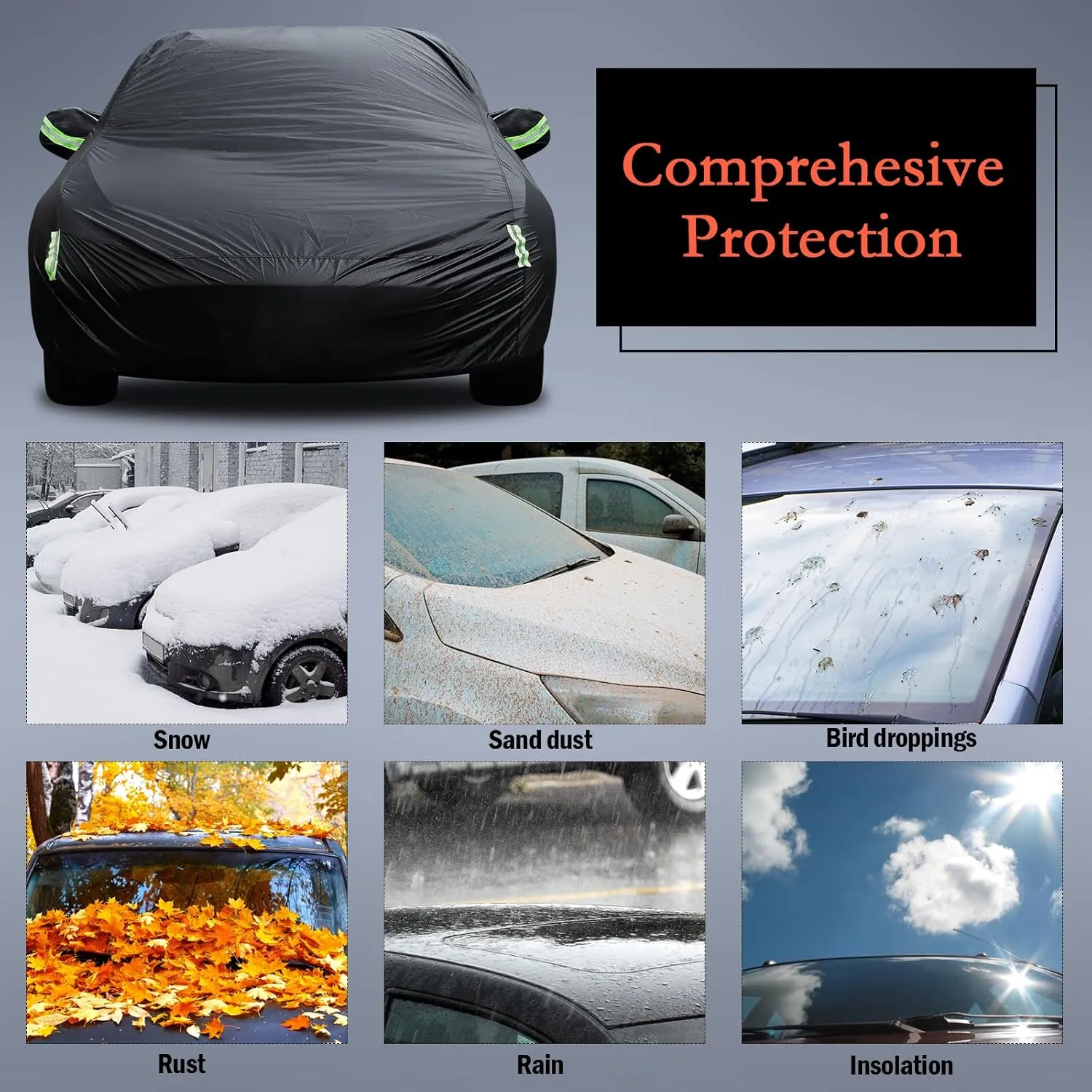 Car Cover Custom Fit for Dodge Challenger 2008-2025, Waterproof All Weather for Automobiles Full Exterior Cover Rain Sun Snow Protector with Door Zipper