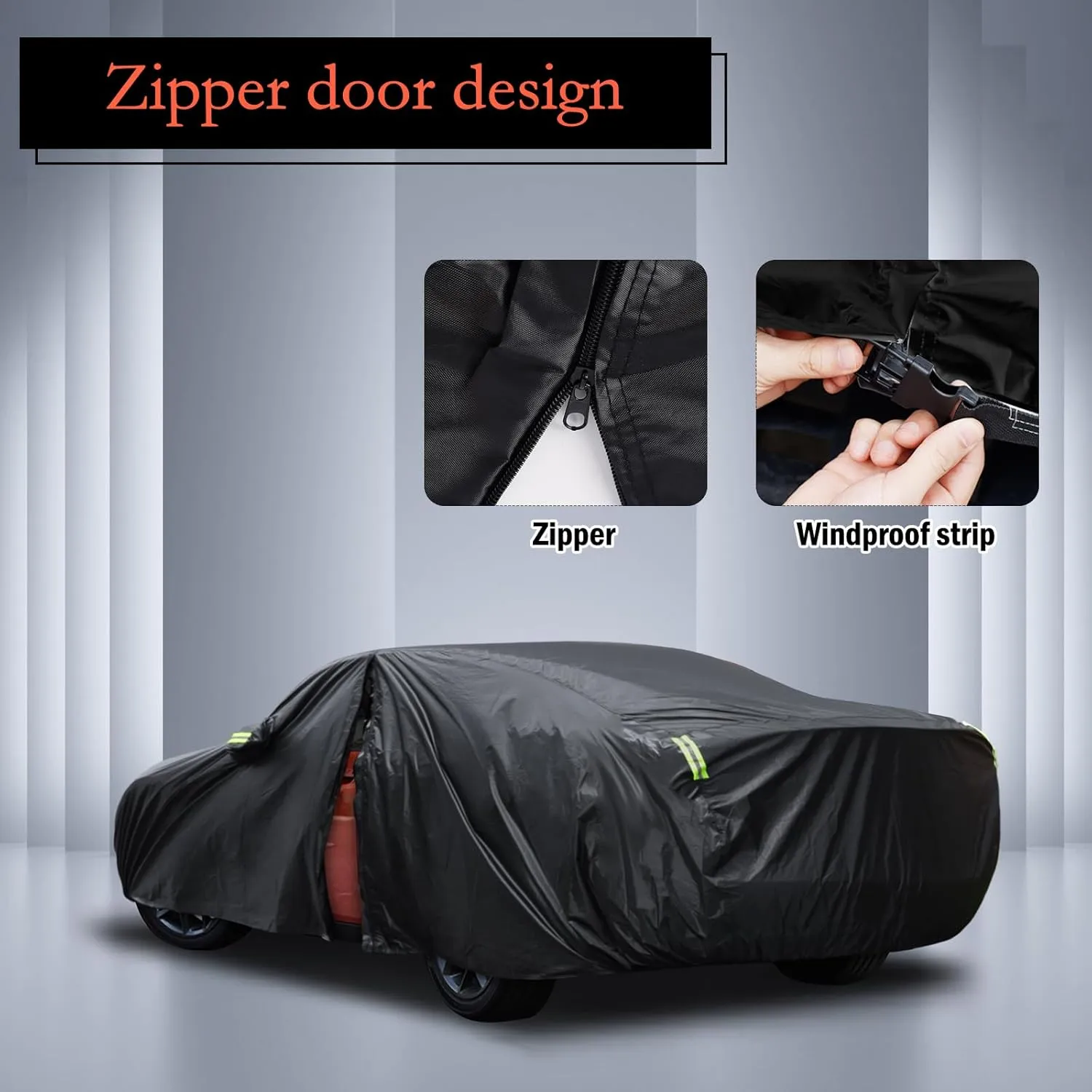 Car Cover Custom Fit for Dodge Challenger 2008-2025, Waterproof All Weather for Automobiles Full Exterior Cover Rain Sun Snow Protector with Door Zipper