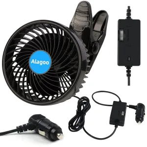 Car Fan 6'' 12V Cool Gadgets Clip Fan for Front Rear Seat Passenger Portable Electric Quiet Air Conditioner with Cigarette Lighter Plug for Cars/Vehicle SUV, RV