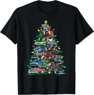 Car Madness Christmas Tree! Classic Muscle Cars and Hotrods T-Shirt