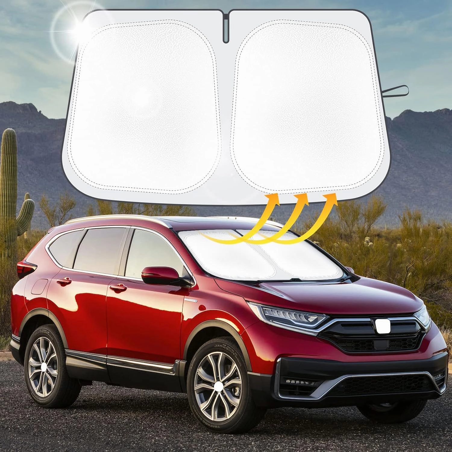 Car Windshield Sun Shade Compatible with Honda CR-V 2017 2018 2019 2020 2021 2022 CRV Accessories Foldable Sunshade Custom Windshield Sun Visor