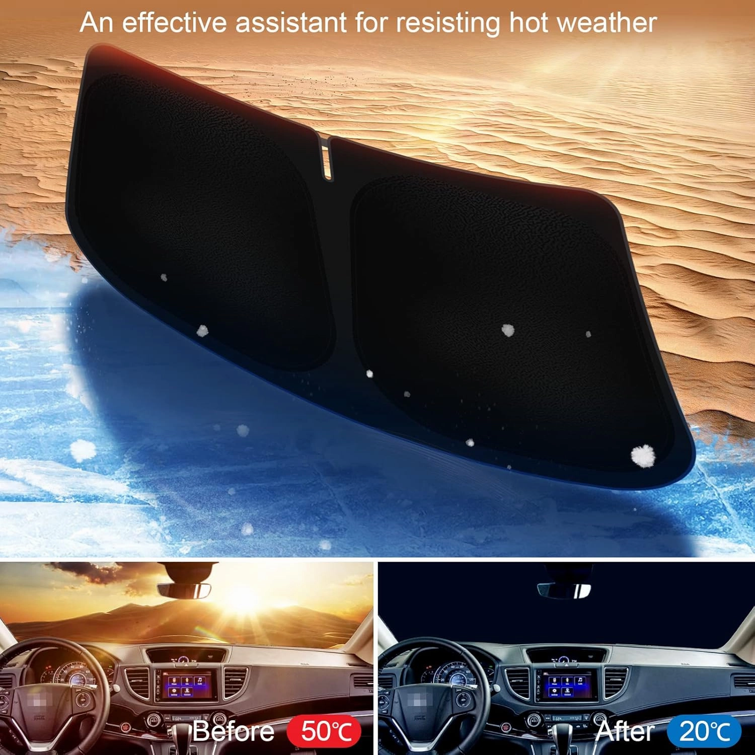 Car Windshield Sun Shade Compatible with Honda CR-V 2017 2018 2019 2020 2021 2022 CRV Accessories Foldable Sunshade Custom Windshield Sun Visor