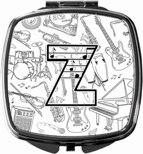 Caroline's Treasures CJ2007-ZSCM Letter Z Musical Note Letters Compact Mirror Decorative Travel Makeup Mirror for Women Girls Gifts Pocket Makeup Mirror Folding Handheld