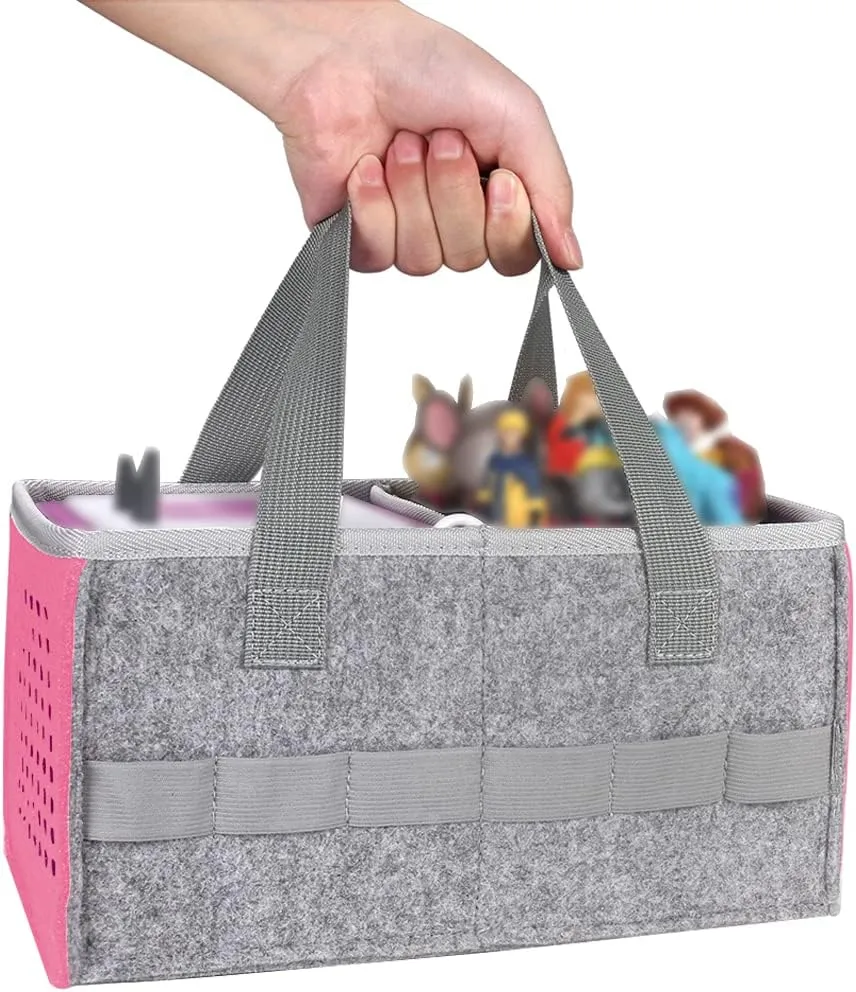Carrying Case Travel Felt Bag Compatible with Toniebox Starter Set and Tonies Figurine (Gray Pink)