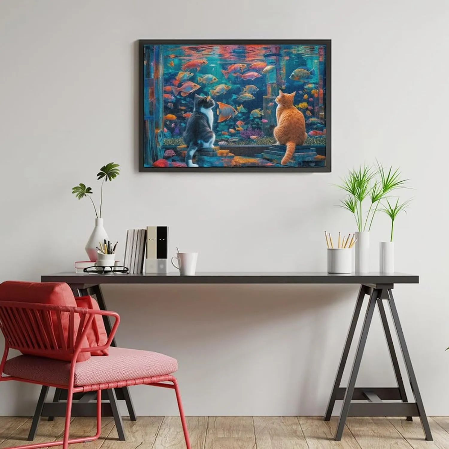 Cat and Fish 1000 Piece Jigsaw Puzzle for Adults and Families Greaty Puzzles Family Game Night Activity-Unique Precision Fit Pieces