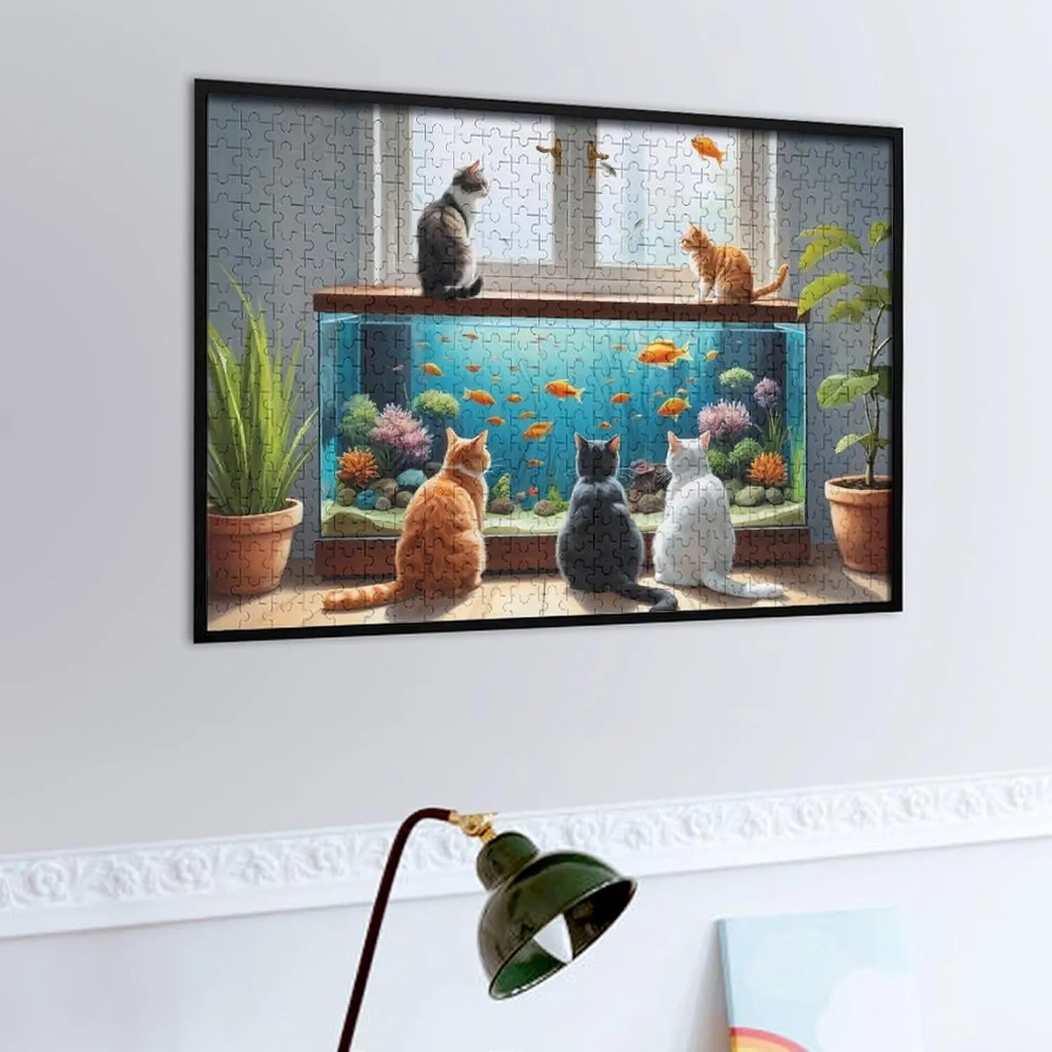 Cat and Fish 500 PCS Puzzle Fun and Challenging Activity and Artwork of Wooden Jigsaw Puzzle for Adults and Families