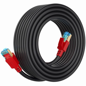 Cat 8 Ethernet Cable 25 FT, 26AWG 40Gbps 2000Mhz Ultra Speed Cat8 LAN Network Cable SFTP Patch Cord with Gold Plated RJ45 Connector, Weatherproof UV Resistant for Switch/Router/Modem/PC/Gaming