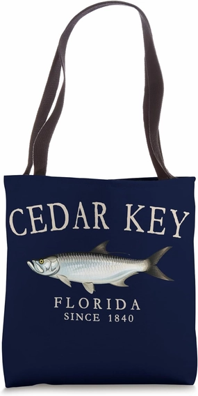 Cedar Key Florida Tarpon Fishing Since 1870 Antique White Tote Bag