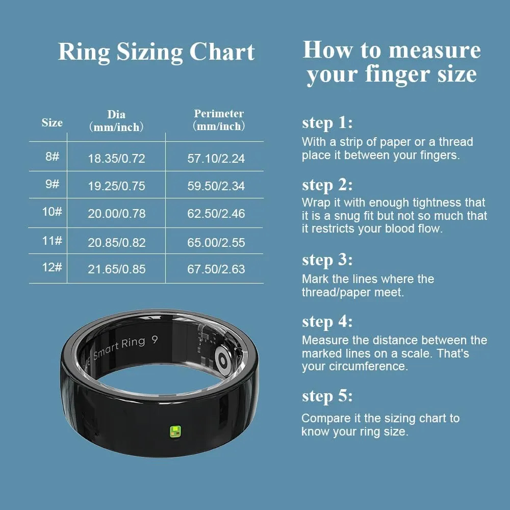 Ceramic Touch Smart Ring for Men Women - Fitness Tracker with Heart Rate, Blood Oxygen, Pedometer，5ATM Waterproof, Remote Music&Photography Control, No Subscription Fee for iOS and Android