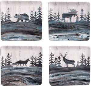 Certified International Fluidity Lodge 8.5" Salad/Dessert Plates, Set of 4 Assorted Designs