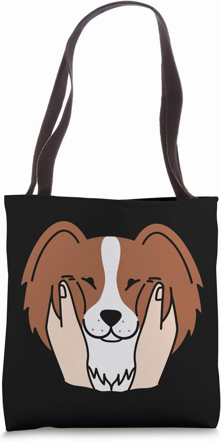 Chubby Cheeks Papillon Dog Tote Bag