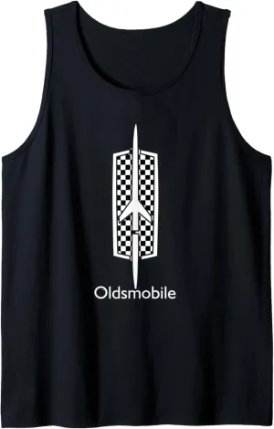 Classic Car Show Vintage Oldsmobile Checkered Rocket Logo Tank Top