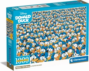 Clementoni 39799 Impossible Donald Duck 1000 Pieces-Compact Box, Poster Included, Adults 14-99 Years, Gift for Men/Women, Hard Jigsaw, Difficult Puzzle, Made in Italy, Multi-Coloured