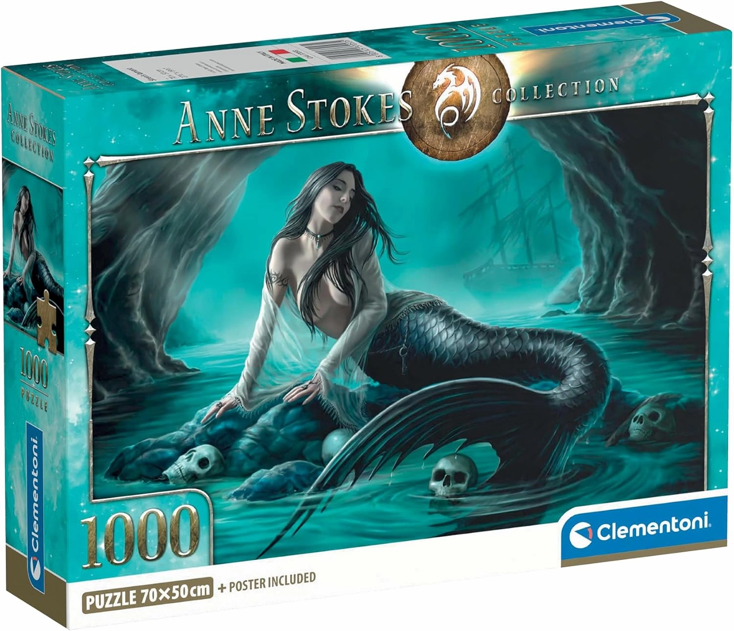 Clementoni - 37053 Jigsaw Puzzle 1000 Pieces for Adults and Children, Special Series, Siren's Lament Theme by Anne Stokes Compact Box with Poster Included, Gift Idea for Men and Women, Made in Italy