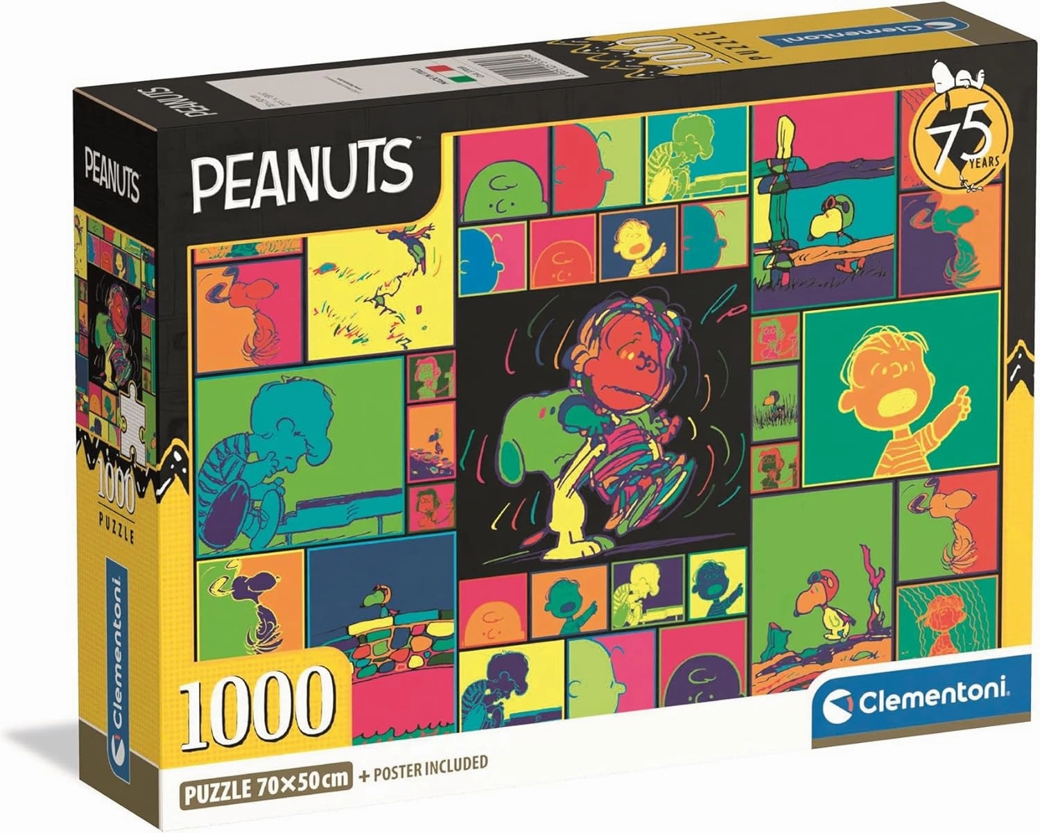Clementoni - 37069 Jigsaw Puzzle 1000 Pieces for Adults and Teenagers, Special Series, Cartoon Peanuts and Snoopy Theme, Compact Box with Poster Included, Gift Idea for Men and Women, Made in Italy