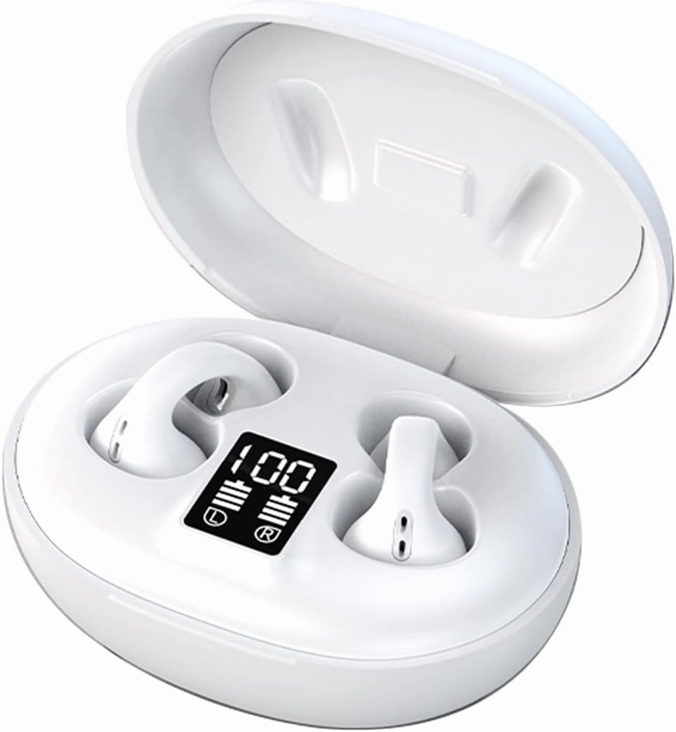 Clip on Open Ear Headphones Wireless Bluetooth Air Bone Conduction Headphones Head Set with Mic Bone Conduction Earbuds Headset Bone Conducting Earphones Ear Buds with Earhooks Workout Cycling Running