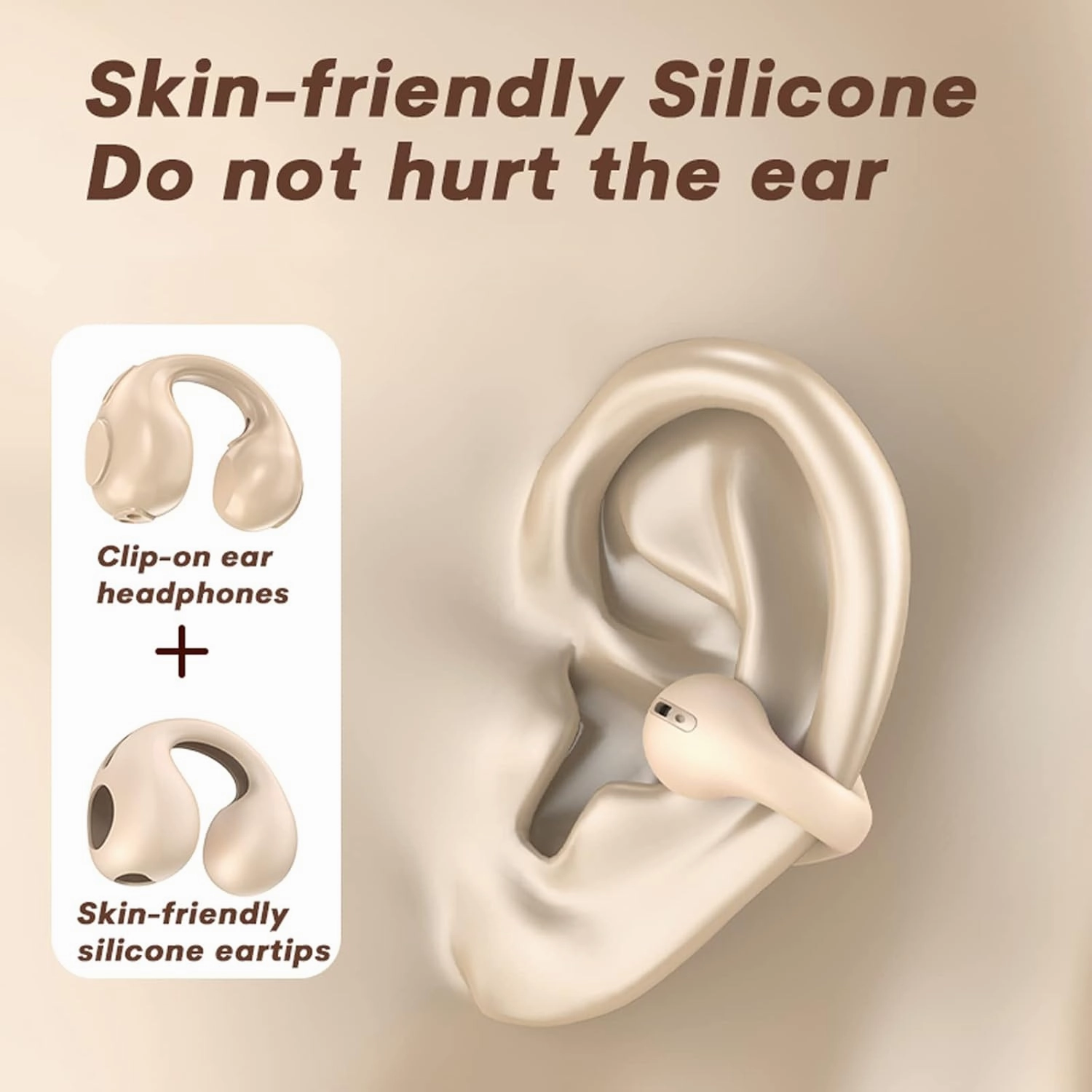 Clip on Open Ear Headphones Wireless Bluetooth Air Bone Conduction Headphones Head Set with Mic Bone Conduction Earbuds Headset Bone Conducting Earphones Ear Buds with Earhooks Workout Cycling Running
