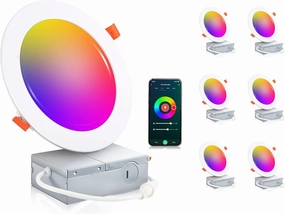 CLOUDY BAY [6 Pack] 6inch Smart WiFi LED Recessed Lights,RGBCW Color Changing Recessed Lighting,Compatible with Alexa and Google Home Assistant,No Hub Required,15W 2700K-6500K,CRI90  Wet Location