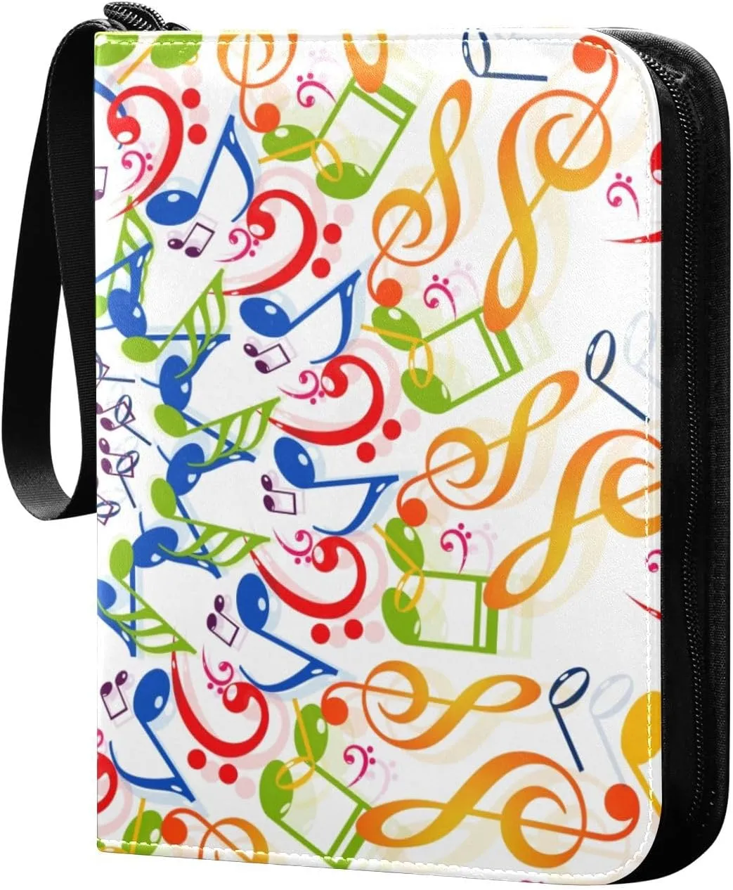 Colorful-musical-notes-background Game Sports Cards Card Binders 4 Pocket - Hold 400 Game Cards, Waterproof Wear-resistant Trading Card Albums Collection Book Holder for Boys Girls