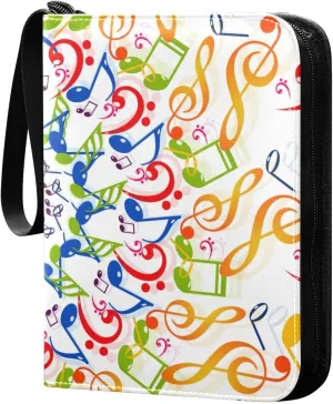 Colorful-musical-notes-background Game Sports Cards Card Binders 4 Pocket - Hold 400 Game Cards, Waterproof Wear-resistant Trading Card Albums Collection Book Holder for Boys Girls