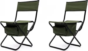Compact Foldable Fishing Chair with Storage Bag, Portable Lightweight Camping Chair for Hunting Fishing Hiking, Supports 280 LBS