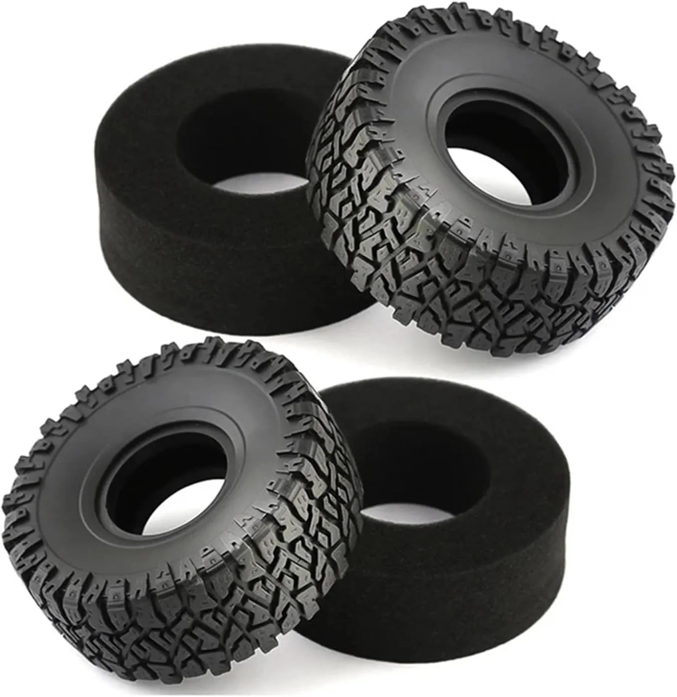 Compatible with Traxxas TRX4 D90 for Axial SCX10 90046 II for Redcat 1/10 RC Crawler Car 4Pcs 120Mm 1.9Inch Rubber Tire Wheel Tyre RC Wheel Tires