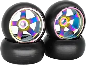 Compatible with WLtoys 1/28 K969 K979 K989 K999 284131 for Mini-z for Mini-d for Mini-q RC Car Upgrade 25.5mm Drift Tires, Metal Wheels RC Wheel Tires