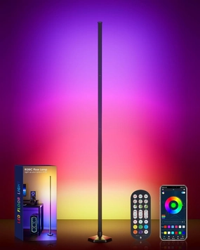 Corner Floor Lamp, 65" RGB Color Changing Mood Light with Remote Control, Dimmable LED Corner Lamp with Music Sync, Modern Ambience Light Standing Floor Lamp for Living Room Gaming Room