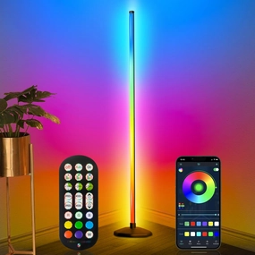 Corner Floor Lamp, Smart RGB LED Corner Lamp,16 Million Colors Changing LED Floor Lamp with App and Remote Control,Music Sync & Timer Mood Lighting for Living Room,Smart Floor Lamp
