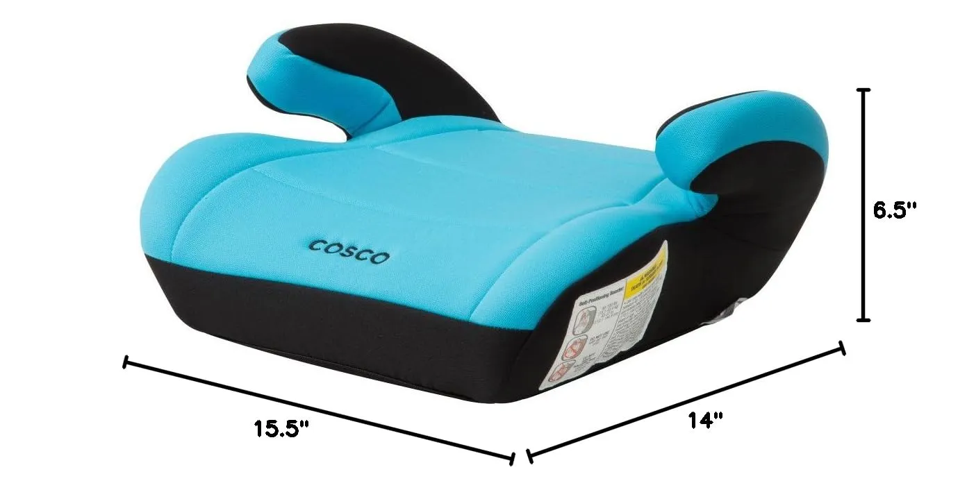 Cosco Topside Backless Booster Car Seat, Lightweight Booster Seats for Cars 40-100 lbs, Backless Booster Seat for Car, Turquoise