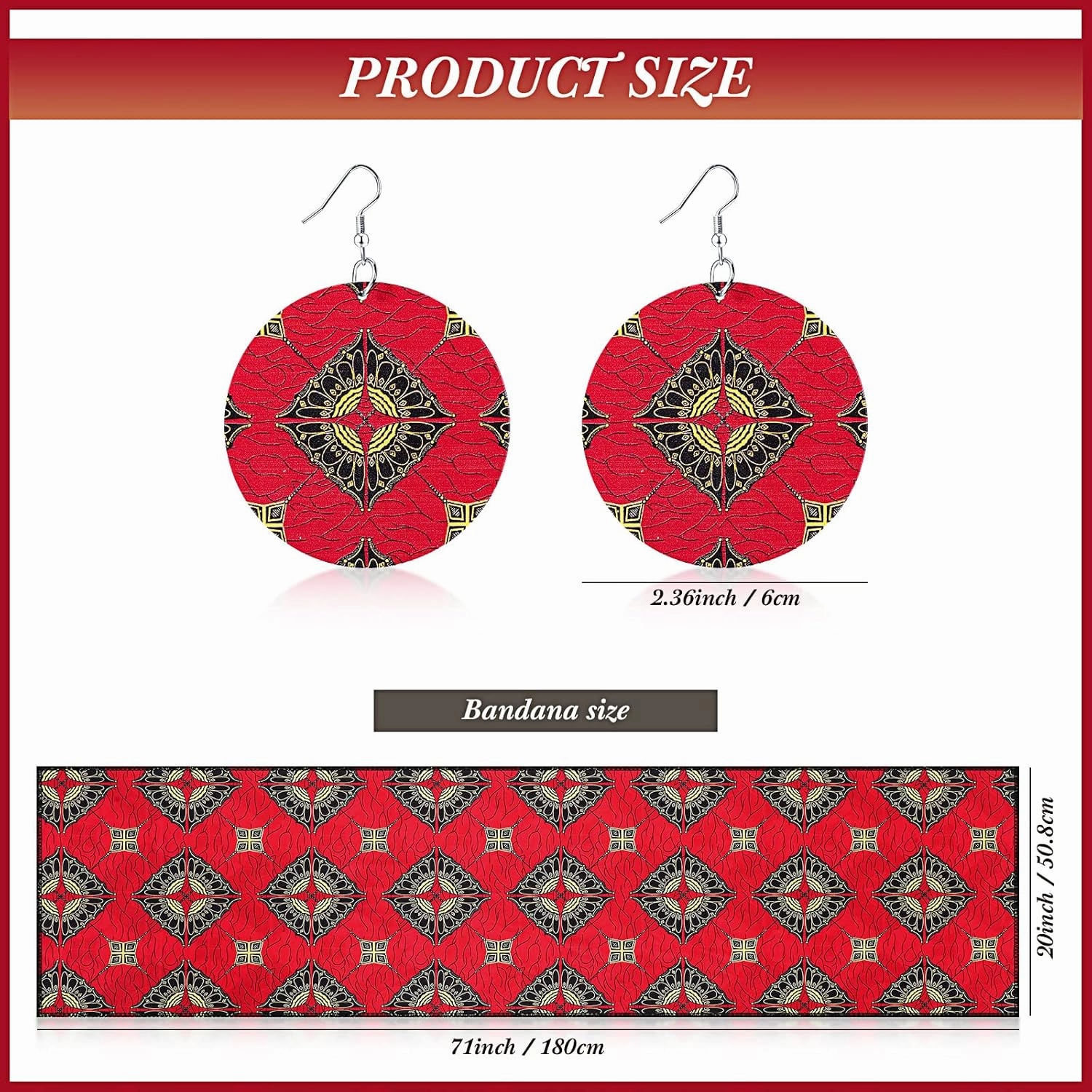 Coume 3 Pcs Women African Dashiki Skirt Traditional Costume African Bohemian Head Wrap Scarf Drop Dangle Earring