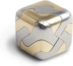 Craighill Tycho Puzzle - Brain Teaser Puzzle for Adults & Kids, 3D Brain Game, Mind-Bending & Satisfying, Aesthetic Home & Office Decor - Stainless Steel
