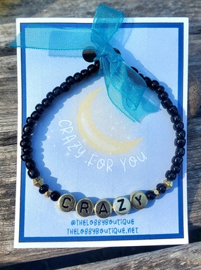 CRAZY FOR YOU "CRAZY" Beaded Letter Bracelet