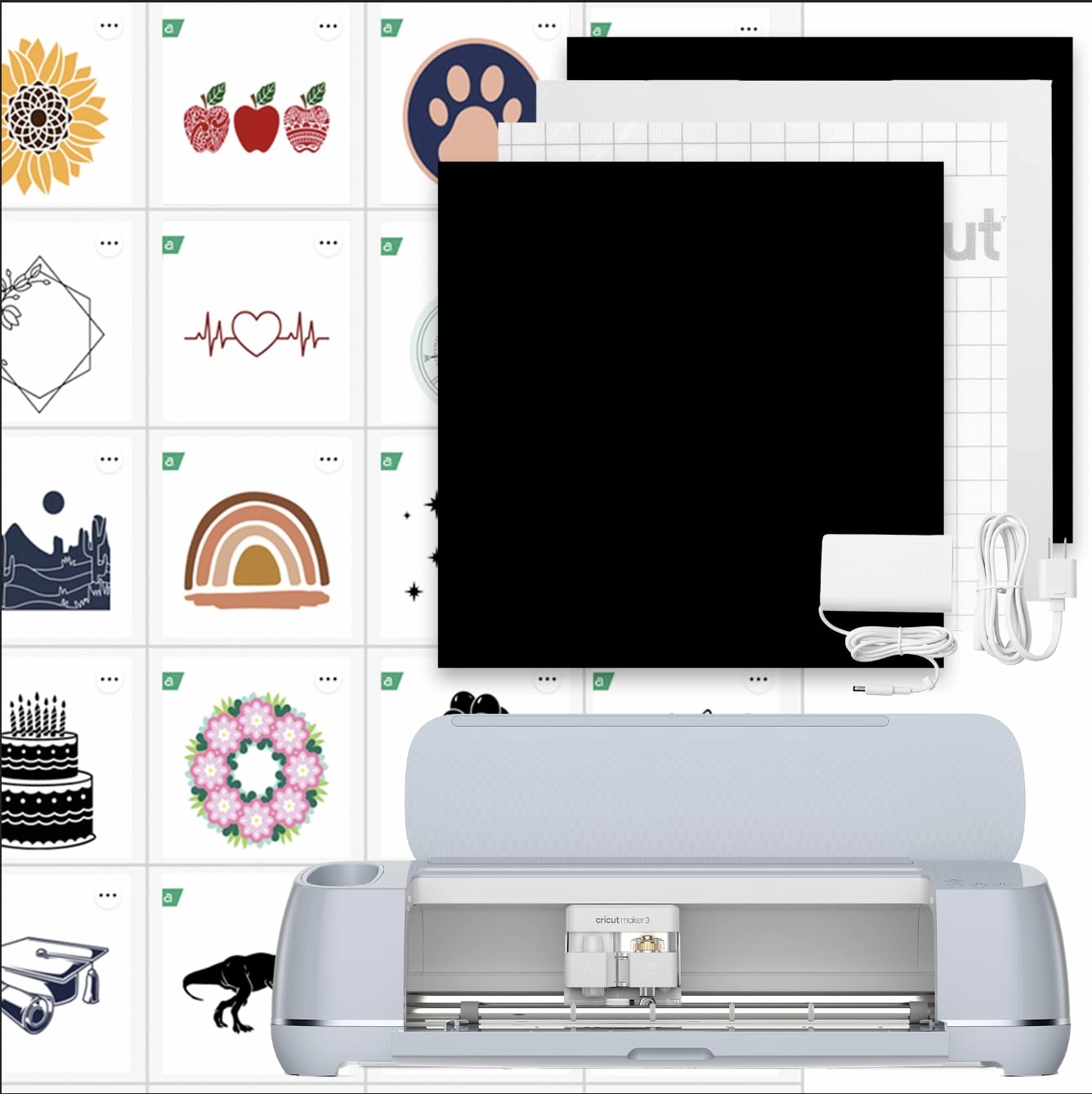 Cricut Maker 3 & Digital Content Library Bundle - Includes 30 Images in Design Space App - Smart Cutting Machine, 2X Faster & 10X Cutting Force, Cuts 300  Materials, Blue