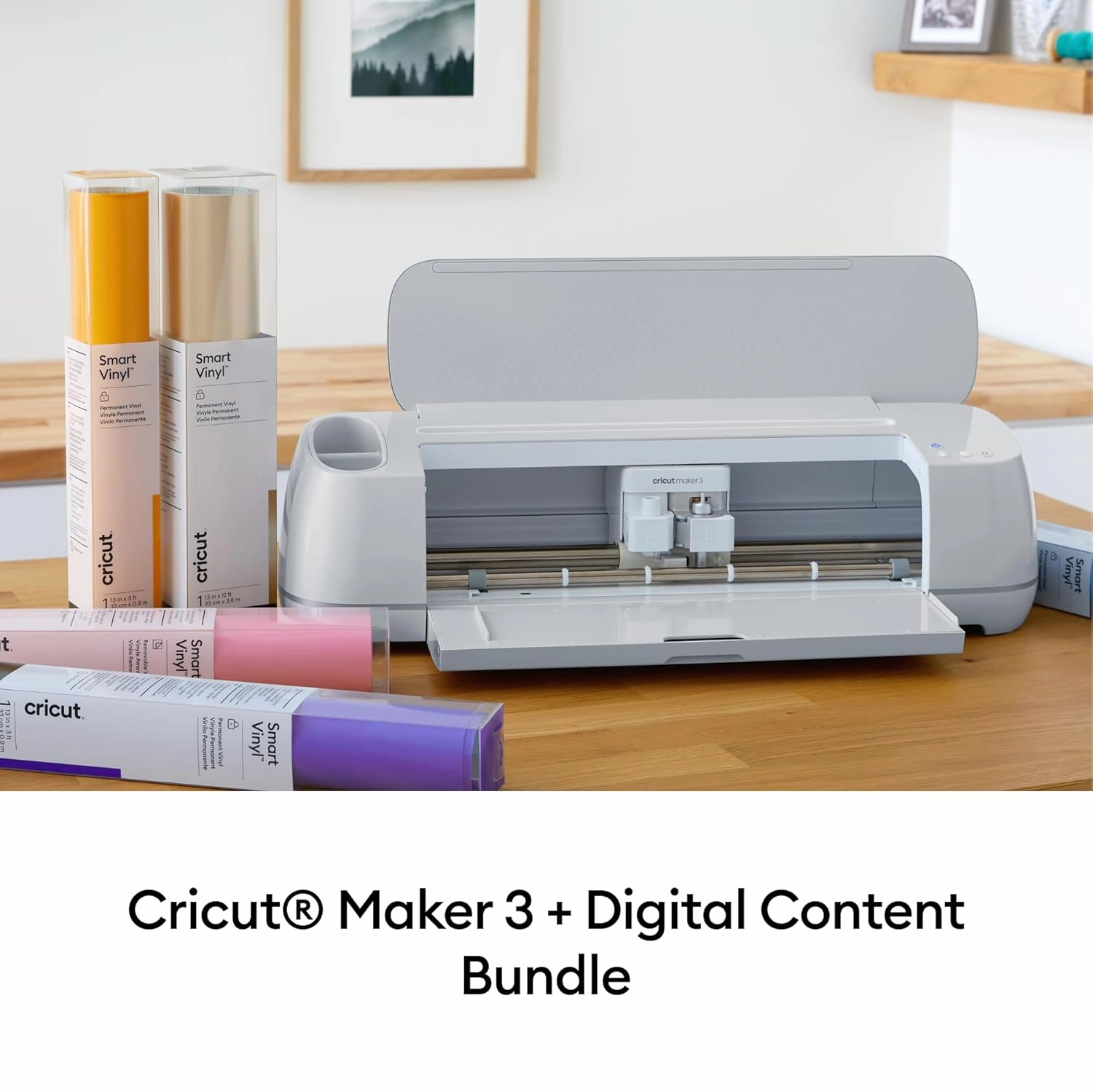 Cricut Maker 3 & Digital Content Library Bundle - Includes 30 Images in Design Space App - Smart Cutting Machine, 2X Faster & 10X Cutting Force, Cuts 300  Materials, Blue