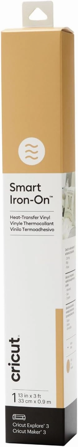 Cricut Smart Iron On, Gold - 3ft Roll (13'x36') Heat Transfer Vinyl for Maker & Explore Machines- Matless Cutting for Long cuts up to 12ft