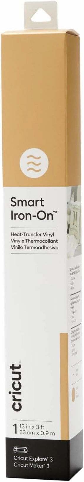 Cricut Smart Iron On, Gold - 3ft Roll (13'x36') Heat Transfer Vinyl for Maker & Explore Machines- Matless Cutting for Long cuts up to 12ft